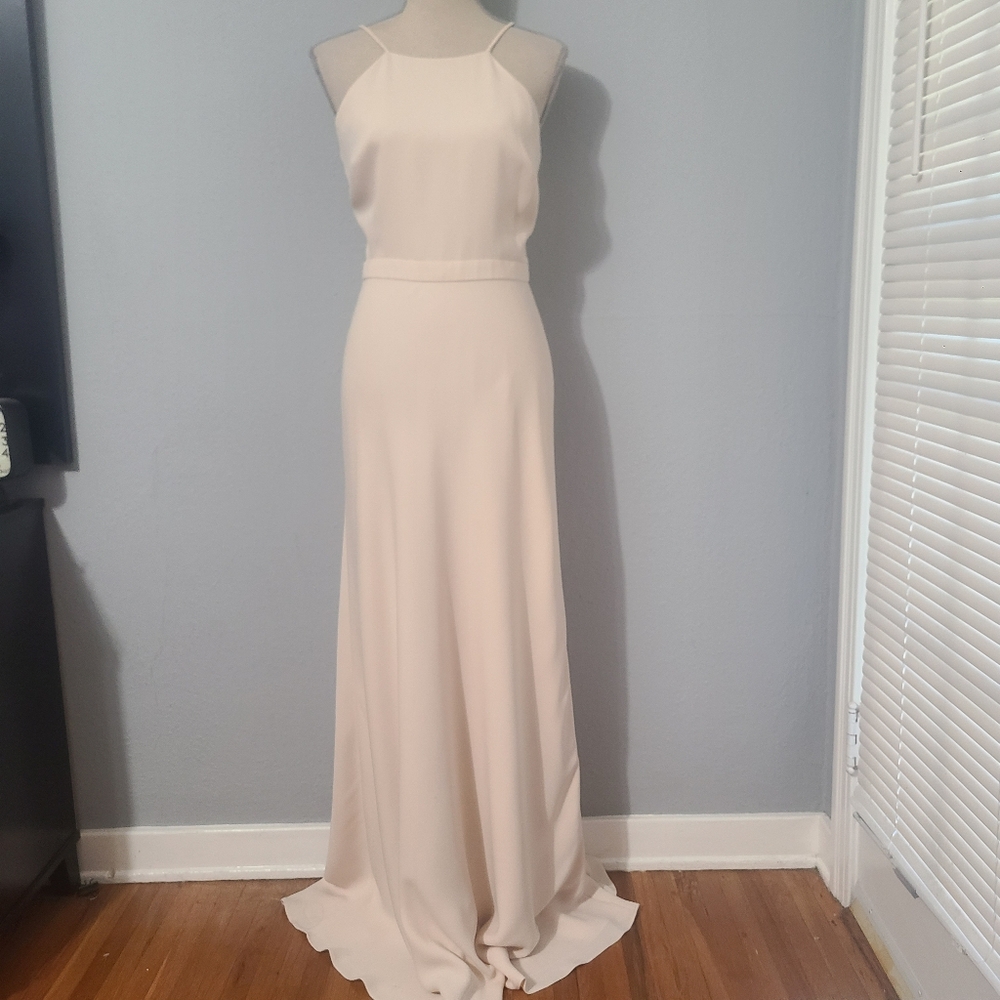 J. Crew Cream Halter Front Spaghetti Strap‎ Gown Maxi Dress Wedding Formal NWT 4